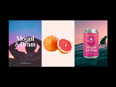 Mogul and Dram Hard Seltzer branding can can design design drinks illustration lifestyle logo packaging typography