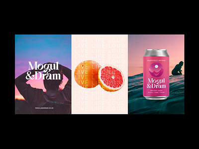 Mogul and Dram Hard Seltzer branding can can design design drinks illustration lifestyle logo packaging typography