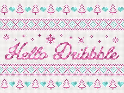 Dribbble Debut - Sweater Stitching christmas debut holidays snowflakes sweater trees