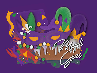 Mardi Gras 2020 beans crawfish design graphic design king cake louisiana mardi gras purple t shirt design