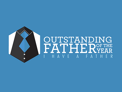 Outstanding Father of The Year (Logo) black blue design fathers day flat illustration logo suit tie type typography white