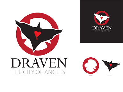 Draven: The City of Angels (Fiction Logo) angel black brandon lee crow design draven eric draven fiction heart illustration logo movie red the crow white