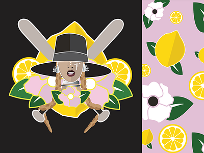 Lemonade Beyonce bat beyonce black design flowers green illustration lemon lemonade pattern pink yellow