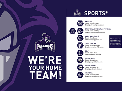 Pontchartrain Christian Athletics Team Flyer design flyer gray homeschool icon illustration knight logo louisiana purple school sports team typography