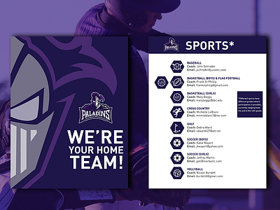 Pontchartrain Christian Athletics Team Flyer (Rebound) baseball basketball cross country design flyer flyer design homeschool illustration louisiana paladin purple sports team typography