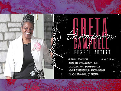 Greta Thompson-Campbell (Social Media Ad) advertisement advertising artist banner choir design facebook ad facebook post flyer gospel instagram mississippi singer social media songwriter typography