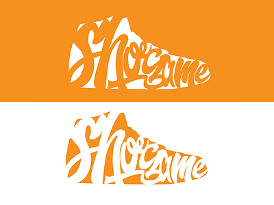 Shoe Game (Blank Game Logo #4) calligraphy design fashion illustration logo logo design nikes orange shoe shoe game shoes swag typography white