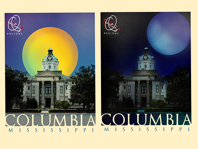 Columbia, Mississippi art city columbia ms daytime design graphic design hometown mississippi nighttime poster design