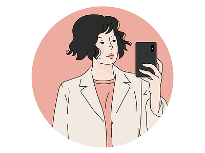 Selfie time! character flat girl illustration selfie smartphone vectors woman