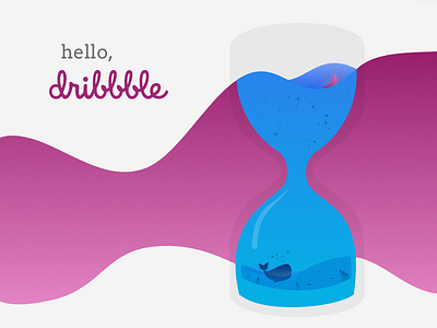 Hello, dribbble! debut first shot hello hourglass illustration universe vector