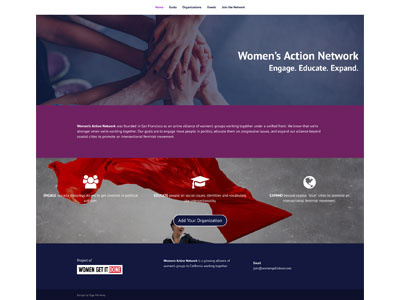 Front Page Design - Women's Action Network color palette design politics wordpress