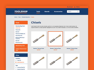 Traditional Tool Shop eCommerce Website (WIP) ecommerce graphic shop tools web design
