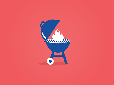 Barbecue 2d blue design flat graphics icon illustration logo red vector