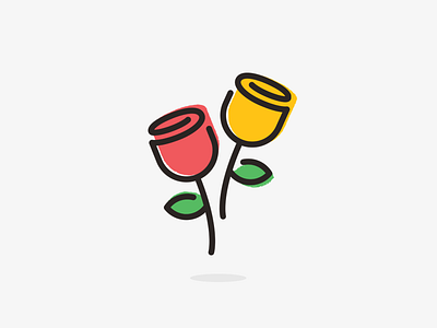 Tulips 2d design flat flower graphics icon illustration logo shadow vector