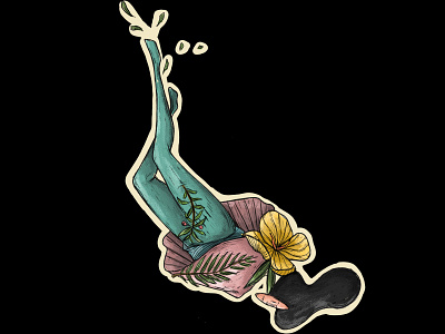 drown design drowning floatin flower flowers illustration illustration