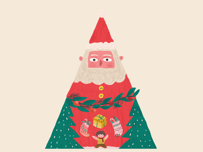 santa claus and gift art christmas design gift illustration illustrator merry christmas santa claus