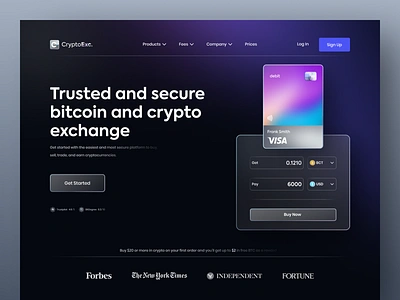 CryptoExc. - Cryptocurrency Exchange Website bitcoin blockchain crypto cryptocurrency cryptocurrencywebsite dark design eth etheureum exchange header invest landing page modern trade trading ui ux website