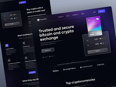 CryptoExc. - Cryptocurrency Website Interaction animation bitcoin blockchain branding cryptocurrencywebsite dark eth ethereum exchange illustration invest landing page modern motion graphics trade trading ui ux website