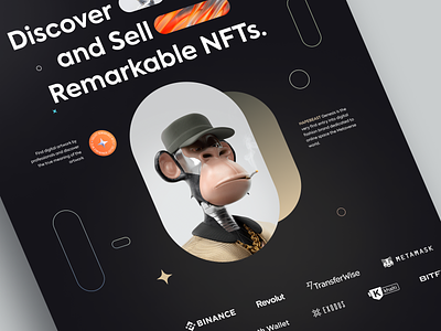 Searcher - NFT Marketplaces Header app artwork bitcoin branding dark design digital art hapebeast header illustration landing page logo marketplaces metaverse nfts remarkable art ui uiux vector website