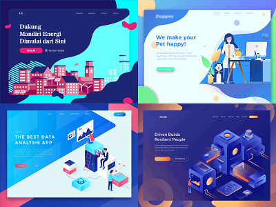 Top 4 shots from 2018 2018 analysis animation best 4 dashboard flat gif gradient illustration isometric landing page ui website