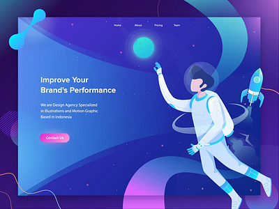 Improve Your Brand's Performance Animation Header after effects animation astronaut brand dashboard flat design gradient illustration improve landing page motion graphics performance ui