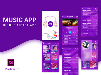 Music App app ui design branding mobile music app