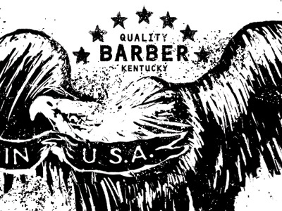 Spanky the Barber Eagle branding illustration ink logo