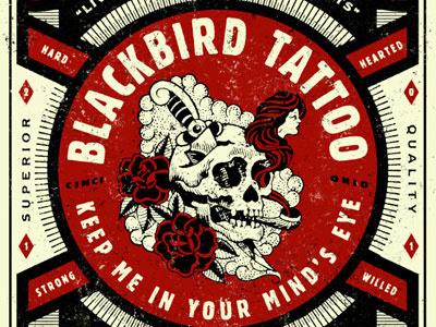 Blackbird Tattoo Poster illustration poster screenprint texture