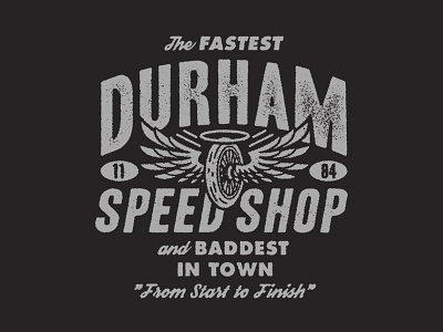 Durham Speed Shop motorcycle texture type typography