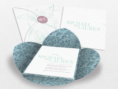 Lauren & Michael Wedding diecut flowers invitation pattern wedding