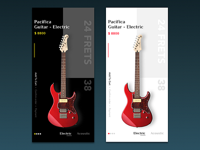 Guitar e-commerce app dribbble e commerce flat guitar illustration ios app design minimalist design mobile music app shopping typography ui ui ux design