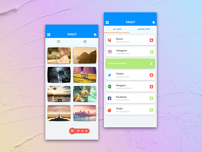 Vault - App Locker android app design app app concept app locker design dribbble elegant flat illustration ios ios app design minimal minimal app design ui ux design vector