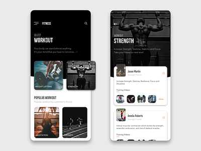 Fitness App app app concept design elegant feed fitness flat gym ios menu menu card mobile app ui ui ux design ux