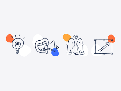 Doodle Icons 👀 character color conversation doodle icons idea illustration lamp marketing ui