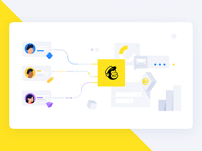 Mailchimp Data 🟨 avatar character data illustration integration mailchimp shape yellow