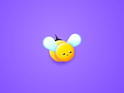 Candy Bee 🍭 bee character design fly gradient icon illustration purple sketchapp yellow