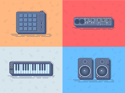 Music stuff akai design flat hip hop icon icons illustration instruments mpd music vector