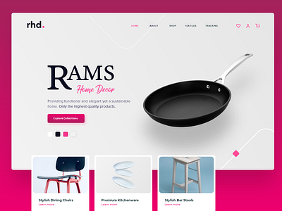 Website | Rams Home Décor branding furniture website home decor minimal store ui website