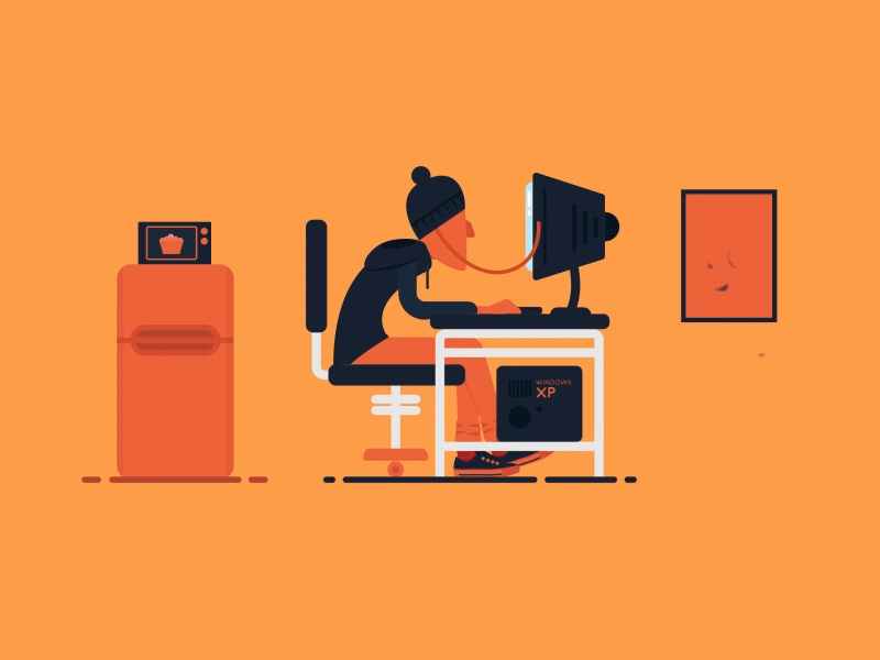 Designer animation animator blue computer designer fridge gif graphic illustration loop orange