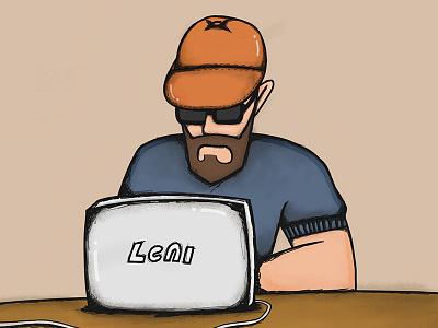 Man With Orange Cap With Laptop design designer graphic designer illustration illustrator laptop shades
