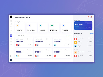 Dashboard | Clear Invoice Financing branding dashboard interaction product design ui