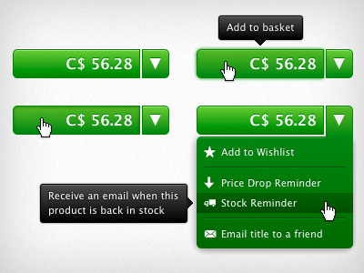 Multi-purpose CSS button basket button css3 drop down e commerce price web