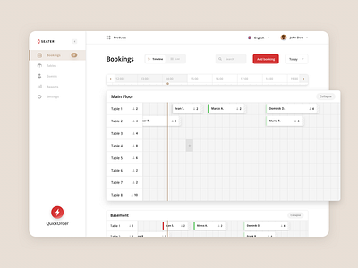 Table Booking — Timeline booking restaurant table tablebooking