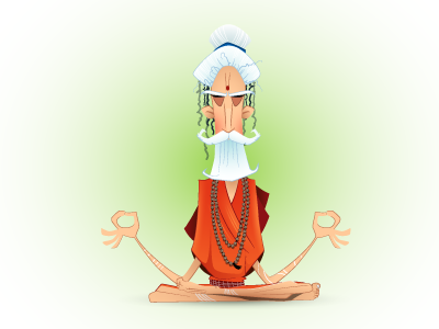 Yogi ascetic in deep concentration ashram cartoon concentration india meditation saint spirit spirituality vector yogi zen
