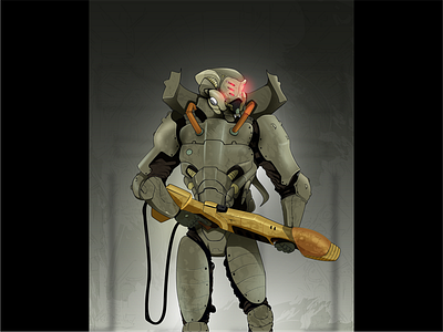 Trooper cartoon character concept art cyborg mecha robot soldier vector