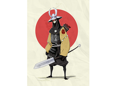 Title 2d character concept art game illustration samurai vector