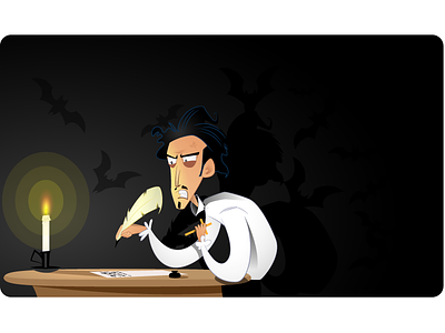 Edgar Allan Poe cartoon concept fiction horror illustration mystic vector writter