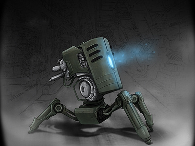 Smart Bot Dribble concept art horror illustration mecha robot robotic