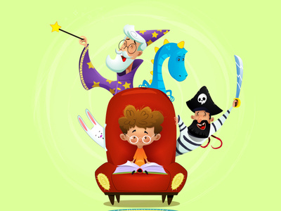 In The Fairy Tale1 adventure book cartoon dream education illustration library read school vector