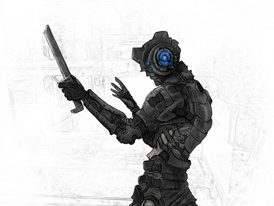 Knife Guy23 cartoon character concept cyborg illustration mecha robot war